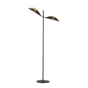 Lampa podłogowa Vene czarny / klosz czarny/złoty 2x E14 - Emibig
