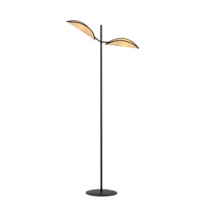 Lampa podłogowa Vene czarny / klosz brązowy 2x E14 - Emibig