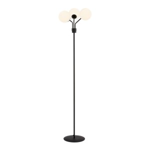 Lampa podłogowa Nova czarny / klosz biały 3x E14 - Emibig