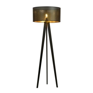 Lampa podłogowa Aston czarny / klosz czarny/złoty 1x E27 - Emibig