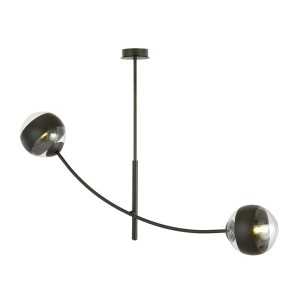 Lampa sufitowa Hunter czarny / klosz transparentny,czarny 2x E14 - Emibig