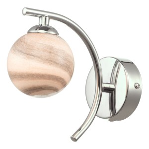 Kinkiet Atiya Wall Light Polished Chrome With Planet Style Glass