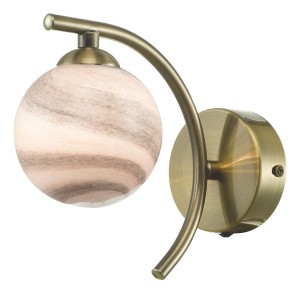 Kinkiet Atiya Wall Light Antique Brass With Planet Style Glass