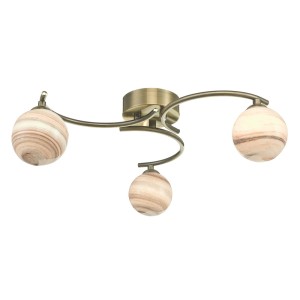 Lampa sufitowa Atiya 3 Light Semi Flush Antique Brass With Planet Style Glass