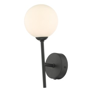 Kinkiet Cohen 1 Light Wall Light Matt Black With Opal Glass