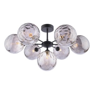 Lampa sufitowa Cohen 7 Light Semi Flush Matt Black Smoked Dimpled 150mm Glass