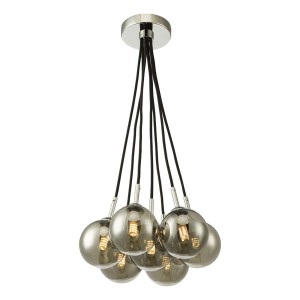Lampa wisząca Elpis 7 Light Cluster Pendant Polished Chrome Smoked Glass