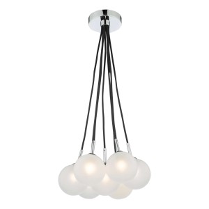 Lampa wisząca Elpis 7 Light Cluster Pendant Polished Chrome Opal Glass