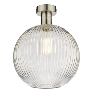 Lampa sufitowa Emerson Semi Flush Antique Chrome Round Ribbed Glass