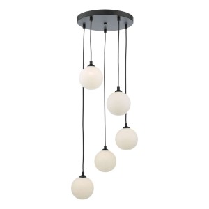 Lampa wisząca Federico 5 Light Cluster Pendant Black Opal Glass