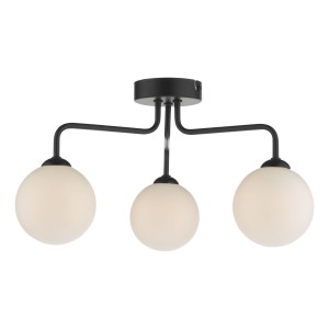 Lampa wisząca Feya 3 Light Semi Flush Matt Black Opal Glass