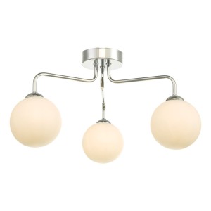 Lampa wisząca Feya 3 Light Semi Flush Polished Chrome Opal Glass
