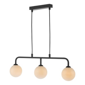 Lampa wisząca Feya 3 Light Bar Pendant Matt Black Opal Glass