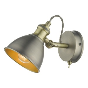 Kinkiet Governor Single Wall Spotlight Antique Chrome & Brass