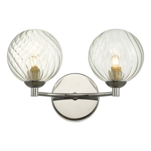 Kinkiet Izzy 2 Light Wall Light Polished Chrome Twisted Glass