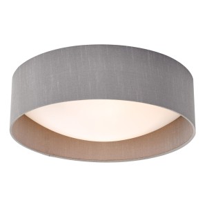 Lampa sufitowa Nysa 2 Light Flush Grey Faux Silk 40cm