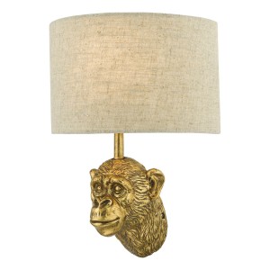 Kinkiet Raul Monkey Wall Light Gold With Shade