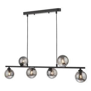 Lampa wisząca Spiral 6 Light Bar Pendant Matt Black Smoked Glass