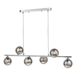Lampa wisząca Spiral 6 Light Bar Pendant Polished Chrome Smoked Glass