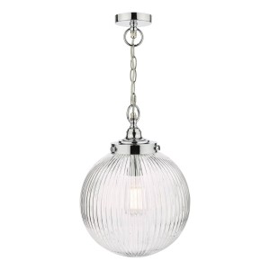 Lampa wisząca Tamara Bathroom Pendant Polished Chrome Ribbed Glass IP44