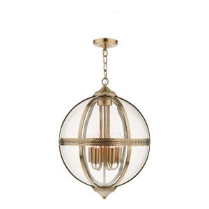 Lampa wisząca Vanessa 5 Light Lantern Antique Brass Glass