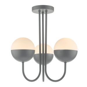 Lampa wisząca Andre 3 Light Semi Flush Grey Opal Glass
