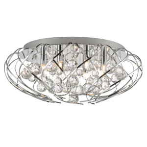 Lampa sufitowa Davian 8 Light Flush Polished Chrome Crystal