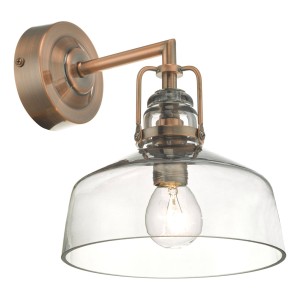 Kinkiet Miles Wall Light Antique Copper Smoked Glass