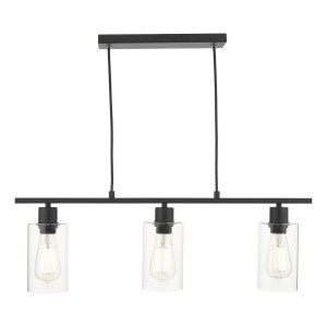 Lampa wisząca Miu 3 Light Bar Matt Black Glass