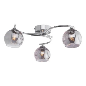 Lampa sufitowa Nakita 3 Light Semi Flush Polished Chrome Smoked Dimpled Glass