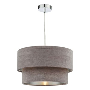 Lampa wisząca Suvan Easy Fit Tired Velvet Shade Mink With Silver Lining