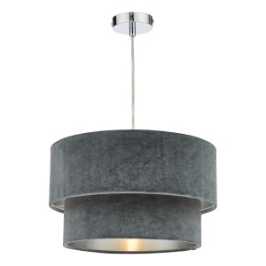 Lampa wisząca Suvan Easy Fit Tired Velvet Shade Dark Grey With Silver Lining