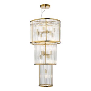 Żyrandol Eleanor 15 Light Chandelier Natural Brass Glass