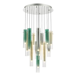 Lampa wisząca Isadora 14 Light Cluster Pendant Polished Chrome Multi-Coloured Glass LED
