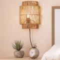 Kinkiet LED z Rattanu Boho Abruzzo Arianna E27-ściana.jpg