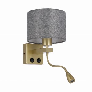 Abażur Candellux Polo szary ze złotą podstawą E27