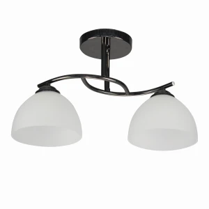 Lampa sufitowa Candellux Gracja czarna z białym kloszem 2×E27