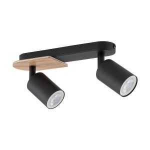 Kinkiet Cover Wood Czarny, Orzech 2x GU10 - TK Lighting