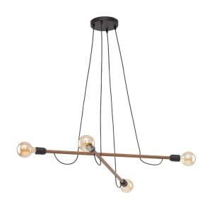 Lampa wisząca Helix Wood Orzech Czarny, Orzech 4x E27 - TK Lighting