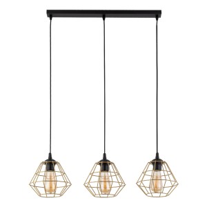 Lampa wisząca Diamond New Black/Gold 3x E27 - TK Lighting