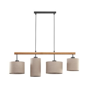 Lampa wisząca Deva Nature Czarny, Sosna 4x E27 - TK Lighting