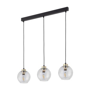 Lampa wisząca Devi Transparent Czarny, Złoty 3x E27 - TK Lighting