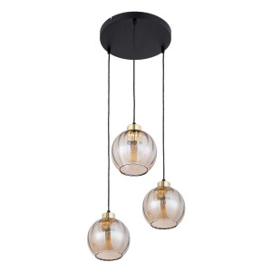 Lampa wisząca Devi Amber Czarny, Złoty 3x E27 - TK Lighting