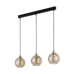 Lampa wisząca Devi Amber Czarny, Złoty 3x E27 - TK Lighting