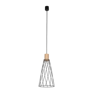 Lampa wisząca Modesto Wood Sosna Czarny 1x E27 - TK Lighting