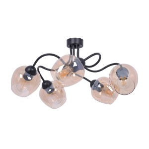 Lampa sufitowa DIUNA K-5191 Bursztynowy, czarny 5 źr., E27, 15W LED - Kaja