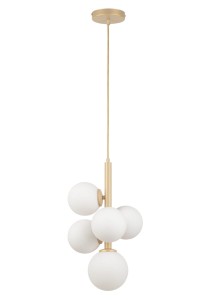 Lampa Wisząca Perla 5 Zwis Złoty Beż Sigma 33607