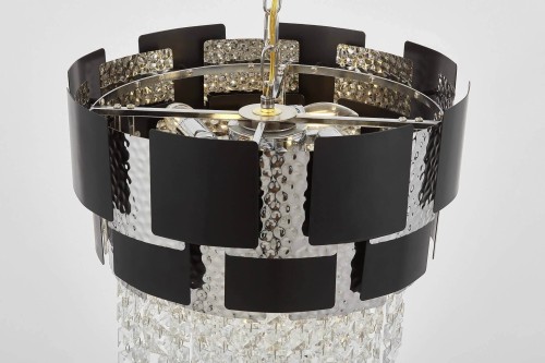 KLASYCZNY ŻYRANDOL KRYSZTAŁOWY CZARNO-CHROMOWANY MOLINA D40