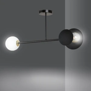 Lampa sufitowa Minerva czarny / klosz biały 2x E27 - Emibig