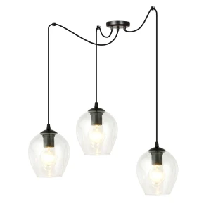 Lampa wisząca Level czarny / klosz transparentny 3x E27 - Emibig